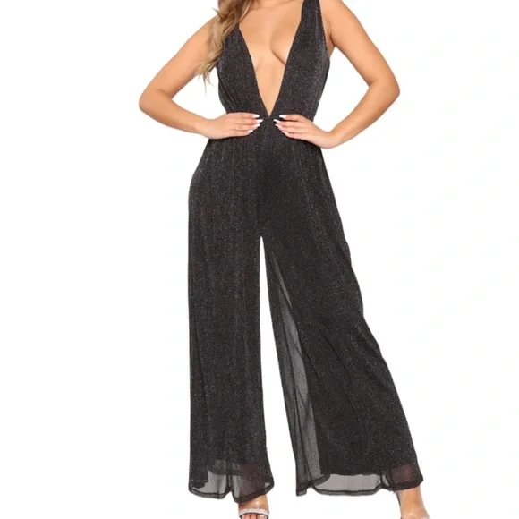Fashion Nova Party On metallic jumpsuit - Picture 1 of 4